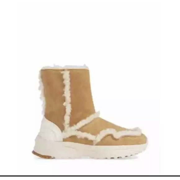 Coach Winter Boots Portia Genuine Shearling Lined Leather Boot CamelNatural Sz 7 - Picture 1 of 8
